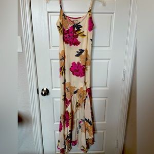 Billabong Kick it Up Floral Print Woman’s Maxi Dress,Cream-Pink-Olive green-Med